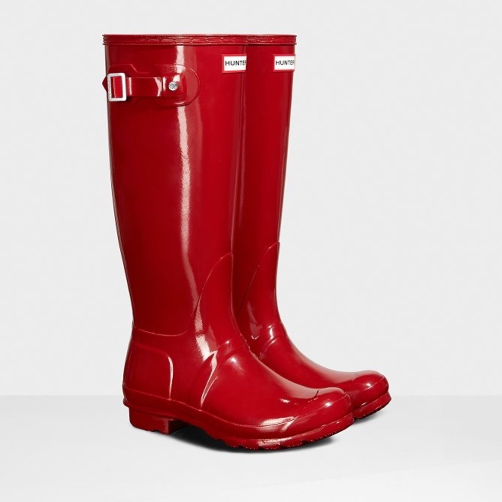 Hunter Original Tall Gloss Red Rain Boots Size 6F